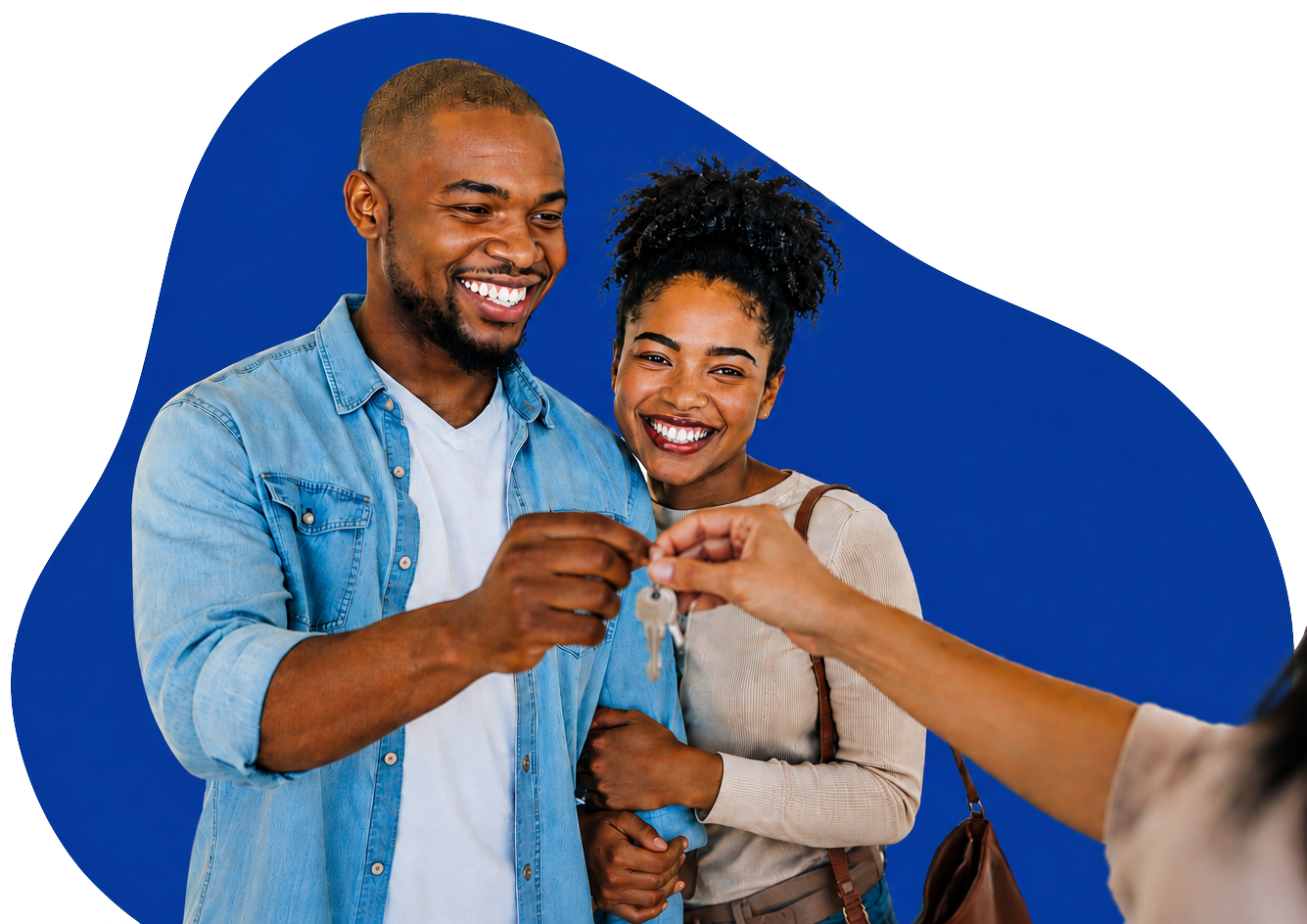 Liberty Savings Bank home loans — couple receiving keys to new home